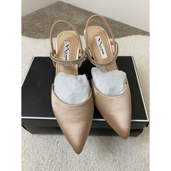 New Nina Billie Pearl Rose Sling Back Kitten Heel with Rinestones Size 6.5 - Picture 3 of 5